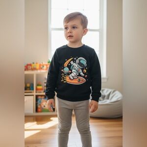 Astronaut Adventure Black Kids Sweatshirt